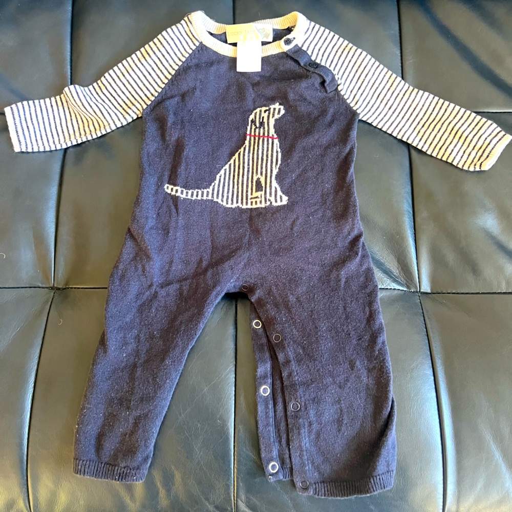 Lucky Jade cashmere and cotton one piece onsie jumper romper with dog. Size 3/6